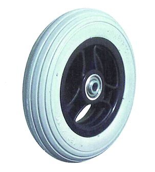 Rad mit 3-Speichen-Kunstoff-Felge schwarz, PU 150x30 grau,NL36>>>>