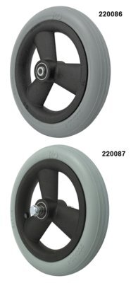 Rad mit PU-Reifen 3 Speichen Nabenlänge 46 mm, schwarz/grau>>>>