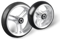 Rad mit 6-Speichen-Alu-Felge silber, Vollgummi 125x32...
