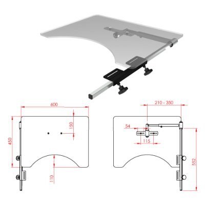 Therapietisch 600x450x8mm,klappbar(Rolko),