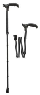 Reisestock, Leichtmetall mit Derbygriff Comfort Soft, faltbar schwarz>>>>