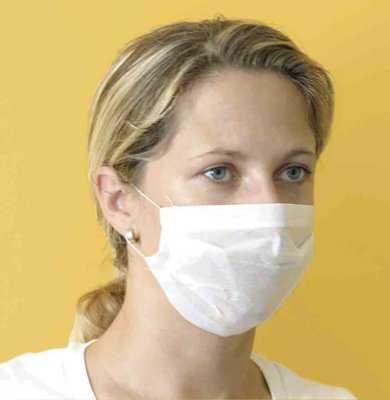 Mund-Nasenmaske,Papiervlies m.,Gummiband,weiß(VE100)(CareLiv),