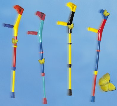 Kinder Leichtmetall-Unterarmgehstütze, Ergo-Softgriff mit Clipverstellung>>>>Farbe: bunt/rot