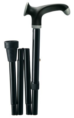 Metall-Gehstock, faltbar, Anatomic-Griff, faltbar>>>>Farbe: schwarz-schwarz links