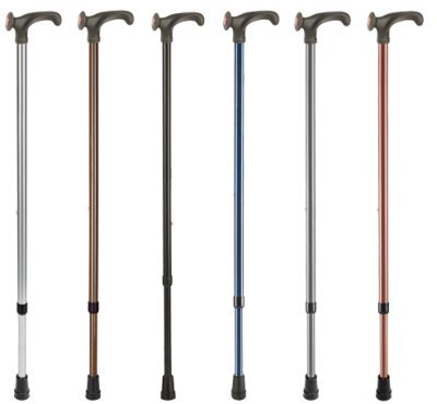 Leichtmetallstock mit anatomischem Griff, verstellbar>>>>Farbe: bronze-metallic links
