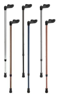 Leichtmetallstock Fischergriff,verstellbar links met.blau,