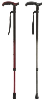 Leichtmetallstock mit Derbygriff Comfort Soft, verstellbar>>>>Farbe: schwarz/rot