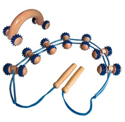 Massage-Rückenrollband mit Kunststoffnoppen ca.115x8cm, Holz>>>>