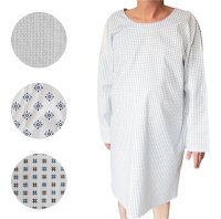 Krankenhemd mit Nackenband universal, schwarz-blau...