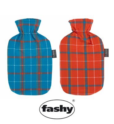 Wärmflasche Baumwollbezug imKarodesign aqua(Fashy)