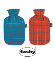 Wärmflasche Baumwollbezug imKarodesign aqua(Fashy)