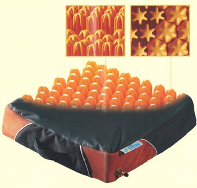 Anti-Dekubitus Sitzkissen POLYAIR 100 mit Jerseybezug, anthrazit-orange>>>>43 x 43 cm