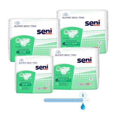 Inkontinenzhosen Seni Super Trio Small, Hüfte 55 bis 80 cm (1 Karton: 8 x10 Stück)>>>>