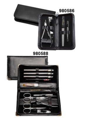 Maniküre Etui 10tlg.schwarz mit goldenen Ecken>>>>