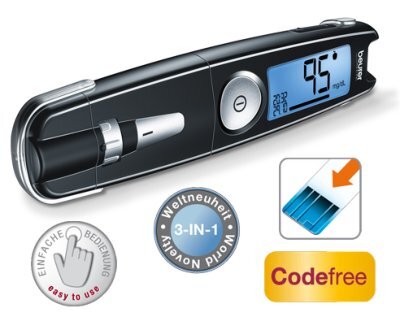 Blutzuckermeßgerät GL50(mg/dL),3-in-1 Kompaktgerät(Beurer),