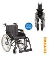 Leichtgewichtrollstuhl Tomtar MR-LG mit Trommelbremse, Kombiarmlehne, PU mangan grey metallic>>>>SB 39 cm