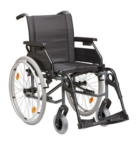 Leichtgewichtrollstuhl Tomtar MR-LG mit Trommelbremse, Kombiarmlehne, PU mangan grey metallic>>>>SB 42 cm