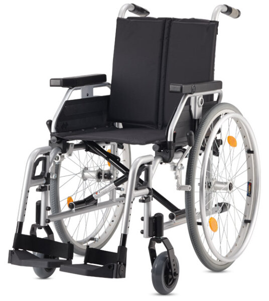 Leichtgewichtrollstuhl Pyro light Kombiarmlehnen, mit Trommelbremse silber-metallic>>>>SB 52 cm