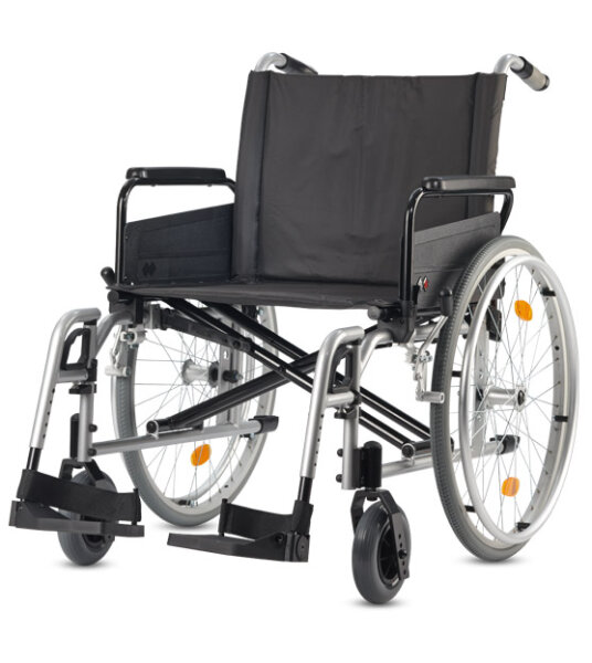 Leichtgewichtrollstuhl Pyro light optima XL, Kombi-Armlehne, PU,silber-metallic>>>>SB 58 cm