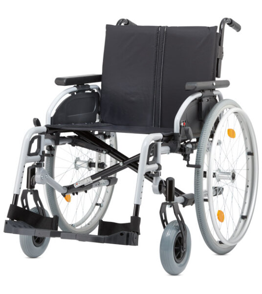 Leichtgewichtrollstuhl Pyro light optima XL, Kombi-Armlehne,PU,m. Trommelbremse silber-metallic>>>>SB 52 cm