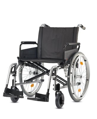 Leichtgewichtrollstuhl Pyro light XL Seitenteil lang, mit Trommelbremse silbermetallic>>>>SB 56 cm