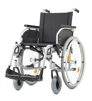 Rollstuhl S-Eco 300, mit Trommelbremse, PU, Duo-Armlehnen, silber>>>>SB 37 cm