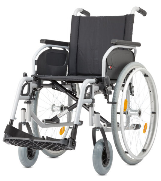 Leichtgewichtrollstuhl Pyro start plus+ mit Trommelbremse Duo-Armlehne,PU>>>>Farbe: silber SB 46 cm