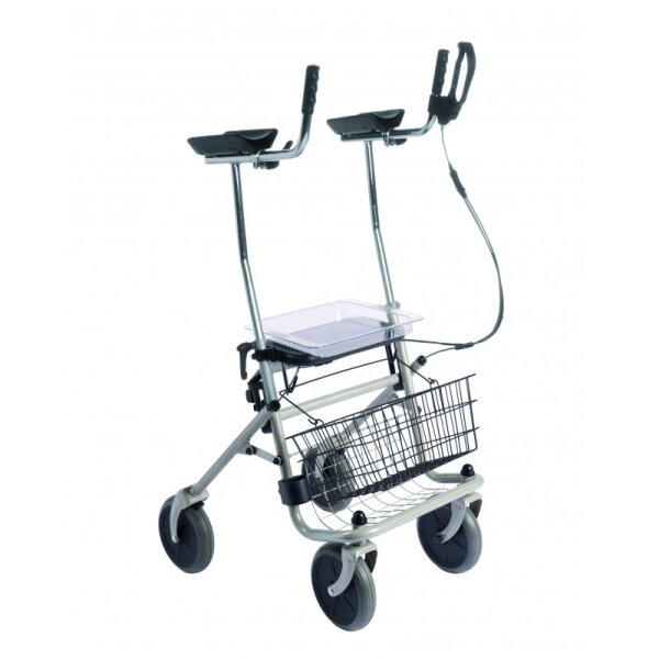 Arthritis Rollator EHB linksmit Einhandbedienung links, Farbe silber