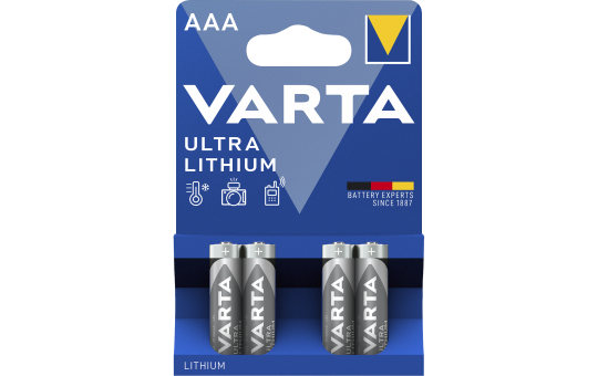 Micro-Batterie VARTA Professional Lithium, Typ AAA/6103, 4er-Blister