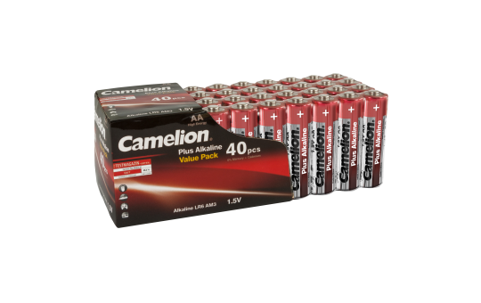 Mignon-Batterie CAMELION Plus Alkaline 1,5 V, LR6 Typ AA, 40er-Blister