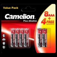 Micro-Batterie CAMELION Plus Alkaline 1,5 V, LR03 Typ AAA, 8+4 er-Blister