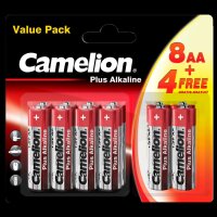 Mignon-Batterie CAMELION Plus Alkaline 1,5 V, LR6 Typ AA, 8+4 er-Blister