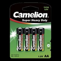 Mignon-Batterie CAMELION Super Heavy Duty 1,5 V, Typ AA, 4er-Blister