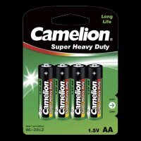 Mignon-Batterie CAMELION Super Heavy Duty 1,5 V, Typ AA, 4er-Blister