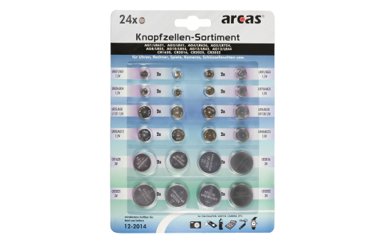 Knopfzellen-Sortiment Alkaline und Lithium, 24-teilig