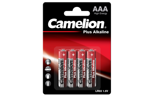 Micro-Batterie CAMELION Plus Alkaline 1,5 V, Typ AAA/LR03, 4er-Blister