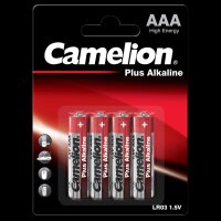 Micro-Batterie CAMELION Plus Alkaline 1,5 V, Typ AAA/LR03, 4er-Blister