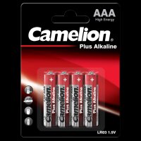 Micro-Batterie CAMELION Plus Alkaline 1,5 V, Typ AAA/LR03, 4er-Blister