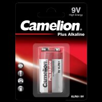 Block-Batterie CAMELION Plus Alkaline 9V, Typ 6F22, 1er Blister