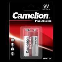 Block-Batterie CAMELION Plus Alkaline 9V, Typ 6F22, 1er Blister