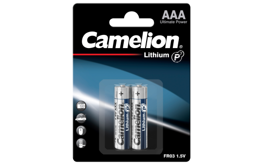 Micro-Batterie CAMELION Lithium 1,5V, Typ AAA/FR03, 2er-Blister