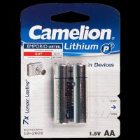 Mignon-Batterie CAMELION Lithium 1,5V, Typ AA/FR6, 2er-Blister