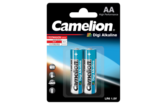 Mignon-Batterie CAMELION Digi Alkaline 1,5 V, Typ AA/LR6, 2er Blister