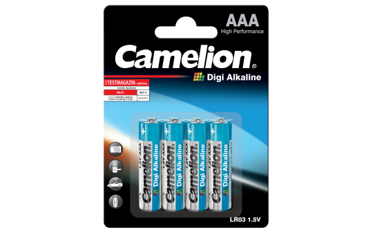 Micro-Batterie CAMELION Digi Alkaline 1,5 V, Typ AAA/LR03, 4er Blister