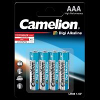 Micro-Batterie CAMELION Digi Alkaline 1,5 V, Typ AAA/LR03, 4er Blister