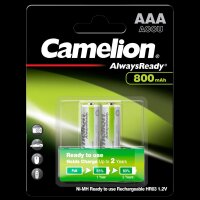 Micro-Akku CAMELION AlwaysReady, NiMH, 800 mAh, Typ AAA, 2er-Blister