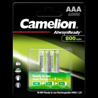 Micro-Akku CAMELION AlwaysReady, NiMH, 800 mAh, Typ AAA, 2er-Blister