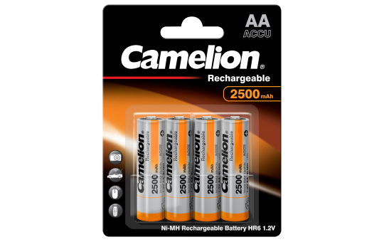 Mignon-Akku CAMELION 1,2 V, 2500 mAh, Typ AA, NiMH, 4er Blister