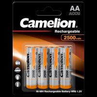 Mignon-Akku CAMELION 1,2 V, 2500 mAh, Typ AA, NiMH, 4er Blister