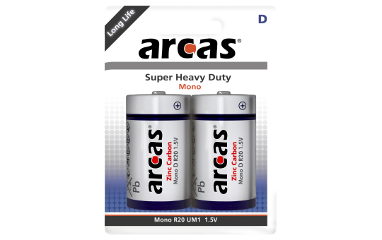Mono-Batterie Super Heavy Duty 1,5V, Typ D/R20, 2er-Pack